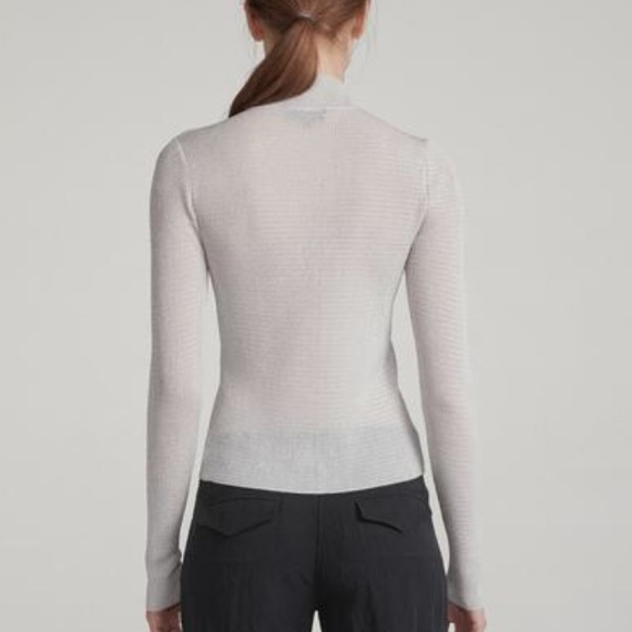 Rag & Bone Raina T-Neck Silver Top size XXS - Picture 2 of 5